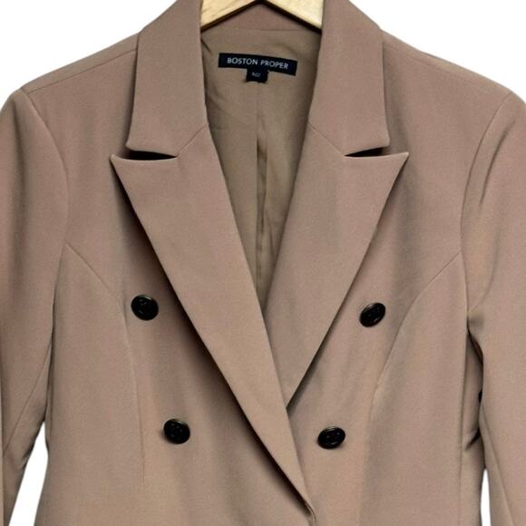 Boston Proper Camel Double Breasted Blazer, Size 6 Metal Anchor Buttons - Picture 4 of 9